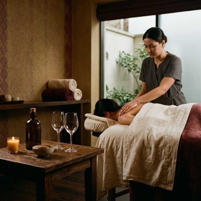 Wine Massage treatment setting